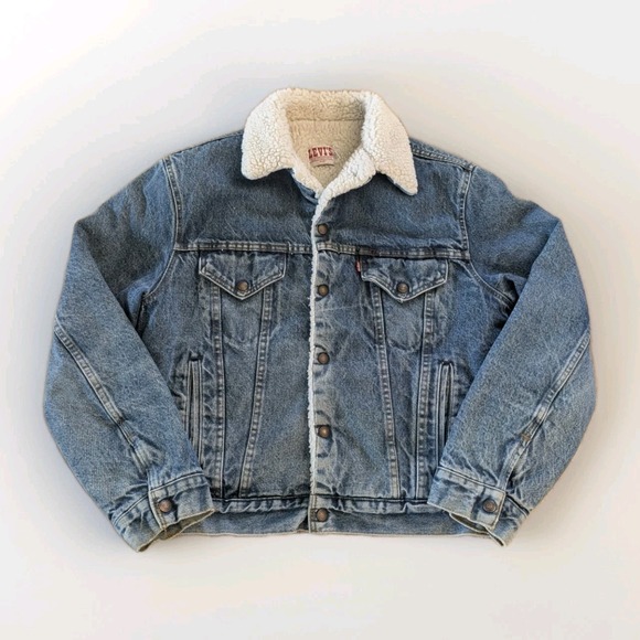 Levi's Other - VTG 80s Levis Sherpa Lined Denim Trucker Jacket USA Made 70608 42R Streetwear